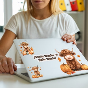 Delikater Fall Highland Cow Ex Small Stickers Aufkleber