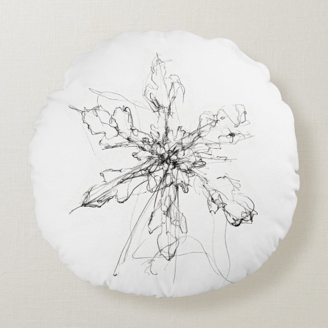Delikater Single Snowflake Rundes Kissen (Vorderseite)