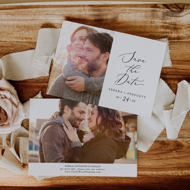 Delikates Black Calligraphy Foto Save the Date (Von Creator hochgeladen)