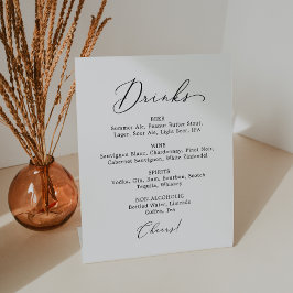 Delikates Black Calligraphy Wedding Drink Menu Sockelschild