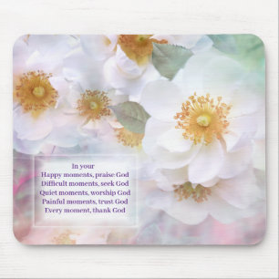 Delikates Blossom mit einer Inspirationsbotschaft Mousepad