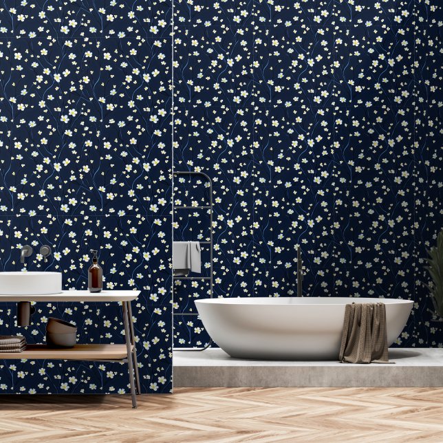 Delikates Blume Muster Tapete (Badezimmer)