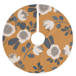 Delikates botanisches Vintages Blumenmuster Polyester Weihnachtsbaumdecke