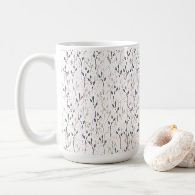 Delikates Design der Wildblume in weichen Pastelle Kaffeetasse (Mit Donut)