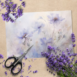 Delikates, elegantes Lila Anemone Blumendekoupage Seidenpapier