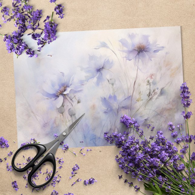 Delikates, elegantes Lila Anemone Blumendekoupage Seidenpapier (Von Creator hochgeladen)