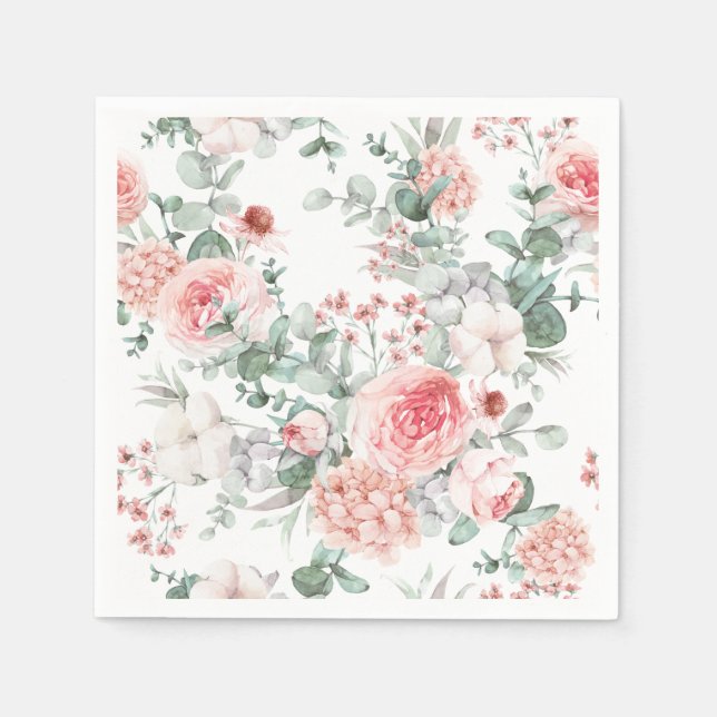 Delikates florales Aquarellpapier Napkin. Serviette (Vorderseite)