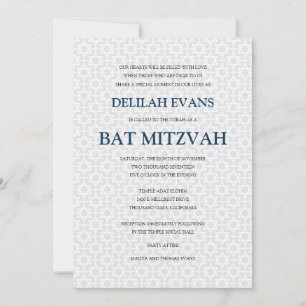 Delikates Gemustertes Bat Mitzvah Einladung