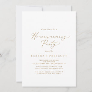 Delikates Gold Calligraphy Housewarming Party Einladung