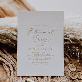 Delikates Gold Calligraphy Retirement Party Einladung