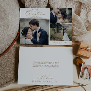 Delikates Gold Christmas Wedding Foto Danke Ho Feiertagskarte