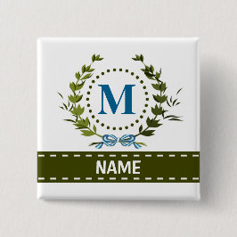 Delikates Ivy Wreath und Bow Name mit Monogramm m Button