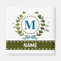Delikates Ivy Wreath und Bow Name mit Monogramm m
