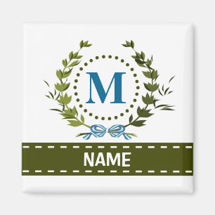 Delikates Ivy Wreath und Bow Name mit Monogramm m Magnet