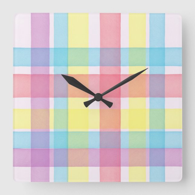 Delikates, kariertes Muster von Natasha Us Quadratische Wanduhr (Vorderseite)