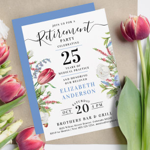 Delikates Lavender Blue Floral Retirement Party Einladung