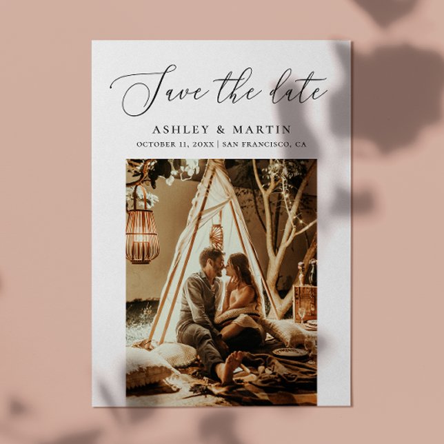 Delikates Minimalistisches Skript | Sauberes Foto  Save The Date (Von Creator hochgeladen)