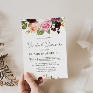 Delikates Moody Rustic Floral Brautparty Einladung