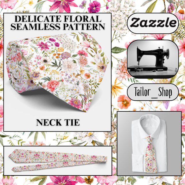 Delikates, nahtloses Blumenmuster Krawatte (Delicate floral seamless pattern neck tie)