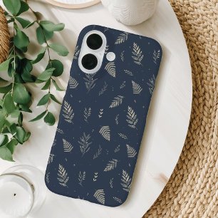 Delikates neutrales botanisches Blätter Muster iPhone 16 Hülle