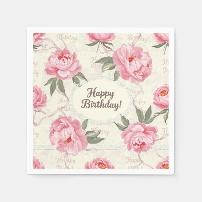 Delikates Peonies Shabby Chic von Natasha Us Serviette (Vorderseite)
