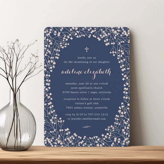 Delikates Rosa Blumenweih oder Taufe Einladung (Von Creator hochgeladen)