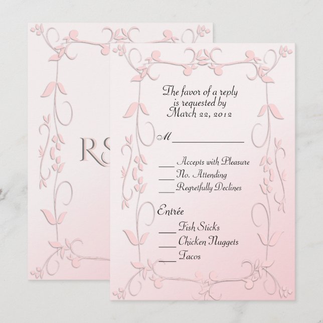 Delikates rosa UAWG mit Auswahl Einladung (Vorne/Hinten)