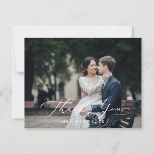 Delikates Schwarzes Kalligrafisches Dunkles Foto Dankeskarte