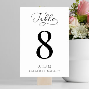 Delikates Script & Monogram Elegant White Wedding Tischnummer