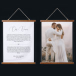 Delikates Script Wedding Vows Anniversary Foto Wandteppich Mit Holzrahmen<br><div class="desc">Modernes und elegantes Design gedruckt Delicate Script Wedding Vows Anniversary Foto Hanging Tapestry,  die mit Ihrem Text angepasst werden kann. Bitte klicken Sie auf den Button "Anpassen" und verwenden Sie unser Design-Tool,  um diese Vorlage zu ändern. Karo im Grafikdesign-Store für andere Produkte,  die diesem Design entsprechen!</div>