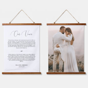Delikates Script Wedding Vows Anniversary Foto Wandteppich Mit Holzrahmen