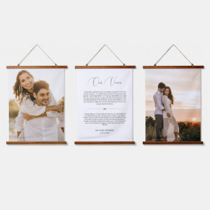 Delikates Script Wedding Vows Jubiläum 2 Foto Wandteppich Mit Holzrahmen