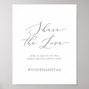 Delikates Silber teilen die Liebe Hochzeit Hashtag Poster