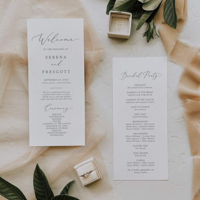 Delikates Silver Calligraphy Wedding Program Programm (Von Creator hochgeladen)