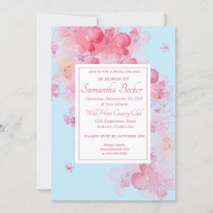 Delikates Watercolor Blumenblauer Brautparty Einladung