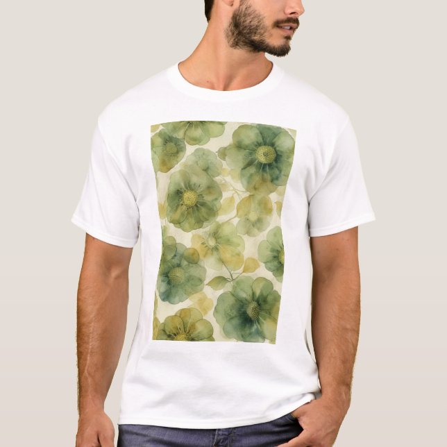 Delikates Watercolor Floral Design T-Shirt (Vorderseite)