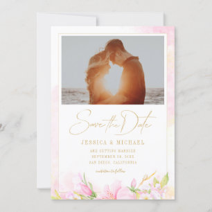 Delikates Watercolor Floral Wedding Monogram Foto Save The Date