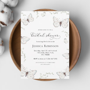 Delikates White Butterfly Garden Brautparty Einladung