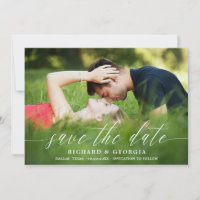 Delikates White Script Overlay-Foto Save the Date