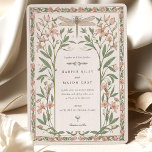 Delikatesse Hochzeitsdrachenfliege Einladung<br><div class="desc">Diese delikate Hochzeitseinladung besticht durch ein bezauberndes Jugendstil-Design, das mit einer schönen detaillierten Libelle und Blumenmotiven in sanften Pastelltönen in Grün, Rosa und Creme geschmückt ist. Die Vorderseite der Karte hebt das aufwändige Libellenbild hervor, umgeben von eleganten Blumenmustern und Bio Formen, die eine ruhige und elegante Atmosphäre schaffen. Das Grenzdesign...</div>