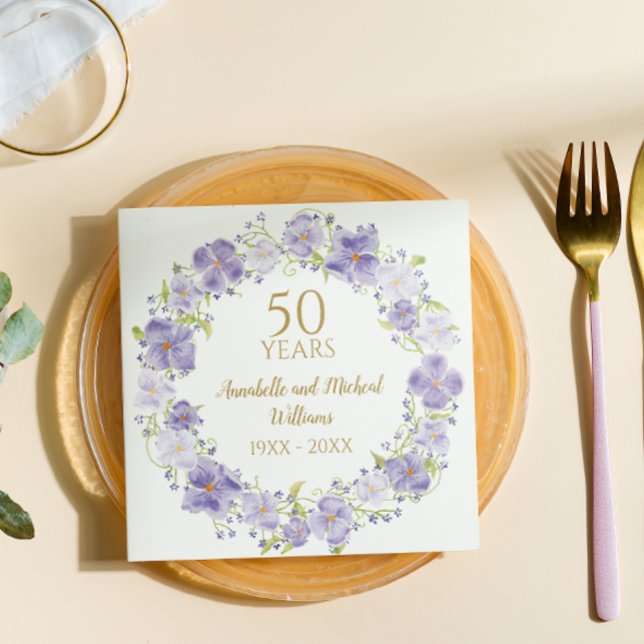 Delikatesse Lavendel Blumengarten 50. Hochzeit Serviette (Von Creator hochgeladen)