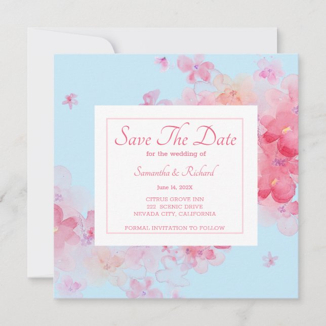 Delikatesse Wasserfarbe Bläserblau Save The Date (Vorderseite)