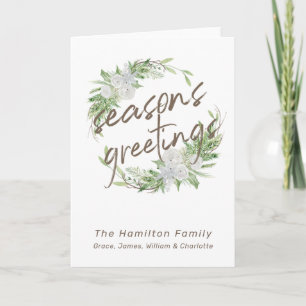 Delikatesse White Floral Weihnachtskranz Feiertagskarte