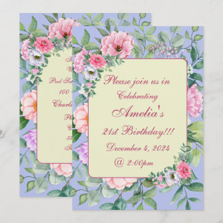 Delikatessen Blue Summer Garden Party Floral Gebur Einladung