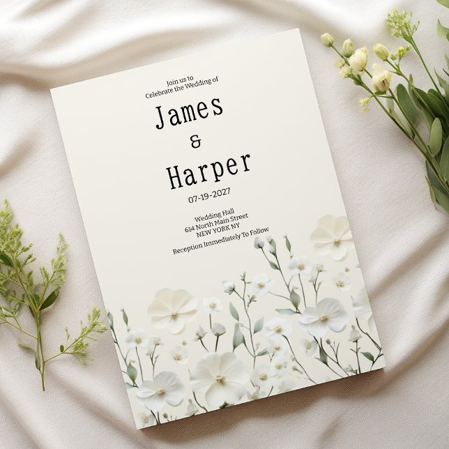 Delikatessen-Blumenarrangements in Elfenbein Einladung (Delicate ivory white floral arrangement Wedding )