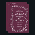 Delikatessen Botanischer Bar Bat Mitzvah CUSTOM QR Einladung<br><div class="desc">Perfekte Karte, um eine Fledermausmitzvah, Bar mitzvah oder andere jüdische Feier anzukündigen! Handgezeichnete, zarte Blättertramkunst für Sie! Vollständig anpassbar! Klicken Sie auf "Personalisieren" oben, um den Text zu bearbeiten. Klicken Sie auf "Bearbeiten mit dem Design-Tool", um die Schriftart, Farben und Platzierungen anzupassen und Ihren Link zum QR-Code auf der Rückseite...</div>