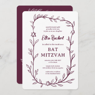 Delikatessen Botanischer Bar Bat Mitzvah CUSTOM QR Einladung