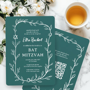 Delikatessen Botanischer Bar Bat Mitzvah CUSTOM QR Einladung