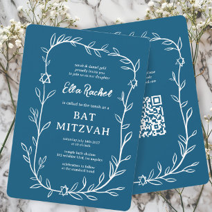 Delikatessen Botanischer Bar Bat Mitzvah CUSTOM QR Einladung