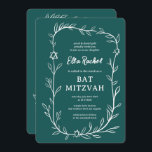 Delikatessen Botanischer Bar Bat Mitzvah CUSTOM QR Einladung<br><div class="desc">Perfekte Karte, um eine Fledermausmitzvah, Bar mitzvah oder andere jüdische Feier anzukündigen! Handgezeichnete, zarte Blättertramkunst für Sie! Vollständig anpassbar! Klicken Sie auf "Personalisieren" oben, um den Text zu bearbeiten. Klicken Sie auf "Bearbeiten mit dem Design-Tool", um die Schriftart, Farben und Platzierungen anzupassen und Ihren Link zum QR-Code auf der Rückseite...</div>